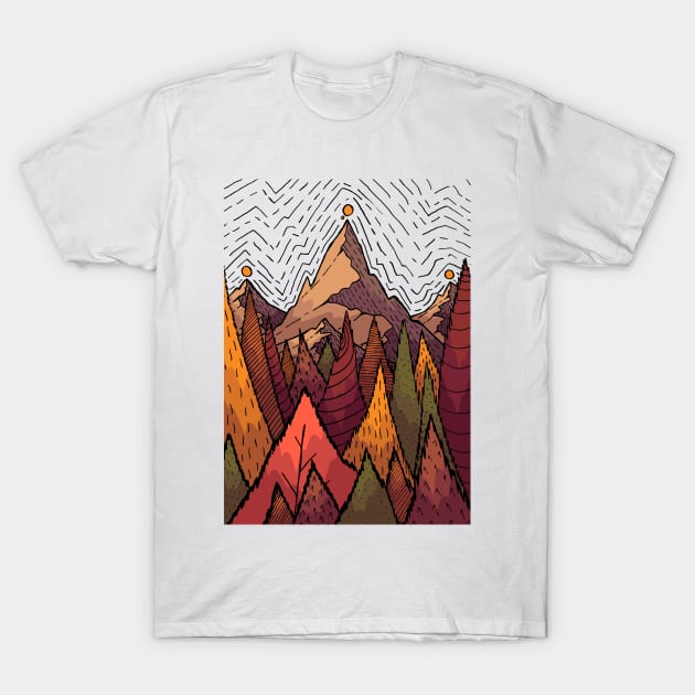 The autumn peaks and suns T-Shirt by Swadeillustrations